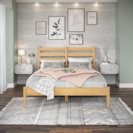 Ecoflex Furniture Mid-Century Slat Bed, Scandinavian Oak - Queen Size MD1510